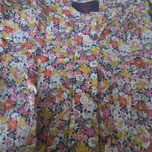 J. Crew Liberty Fabric Ruffle Front Button Up Long Sleeve Shirt Women's Large - Picture 8 of 12